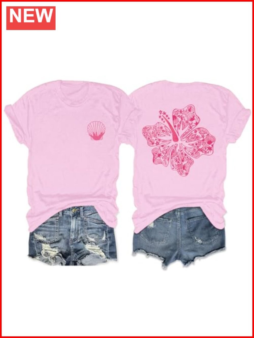 Oversized Aesthetic Hibiscus Flower Beach Shirt Women Preppy Tropical Graphic